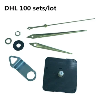 DHL 100 комплекта, безшумен кварцов механизъм, стенни часовници със златни стрелки, комплект за подмяна на части часа САМ, с часовников механизъм с плетива на едро
