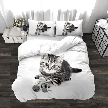 Dream NS Висококачествено спално бельо с 3D котка и единорогом, калъфка за домашно дрехи в западен стил, стеганое одеяло, текстилен памук