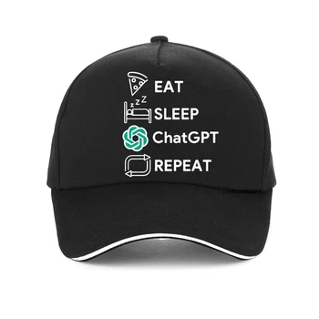 Eat Sleep ChatGPT Повторете забавен печат мъжка бейзболна шапка на Чат GPT Минималистичная Художествена Работа Подарък на Шофьора възстановяване на предишното положение шапки Casquette