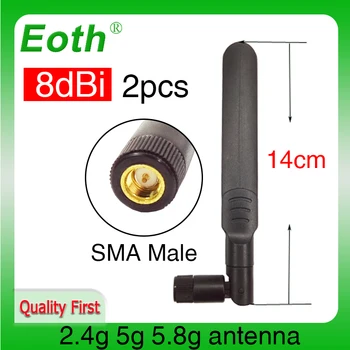 EOTH 2 елемента 2,4 g 5,8 g 8dbi антена sma мъжки wlan wifi двойна лента модул antene ин рутер tp link приемник на сигнала antena с висок коефициент на усилване