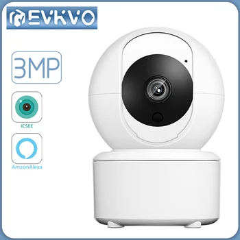 EVKVO 4-мегапикселова IP камера за сигурност, WiFi безжична камера за видеонаблюдение, нощно виждане, P2P, детски монитор, Wi-Fi камера за домашни любимци, iCSee