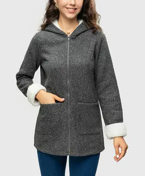 FASHIONSPARK/ дамски вязаная яке Polar, леки дълги пуловери, флисовое топло пушистое палто с качулка с цип и джобове