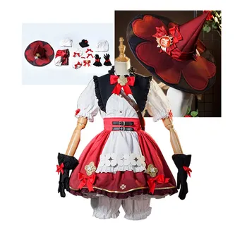 Genshin Impact Klee Cosplay костюм Женствена рокля шапка Екипировки Хелоуин Карнавал маскировочный костюм за парти