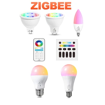 GLEDOPTO Zigbee 3.0 Pro 4 w W 5 6 W И 12 W RGB + CCT Led Интелигентна Лампа MR16 GU10 E14 E27 Led Лампа, която е Съвместима С приложението Echo Алекса /Voice/ RF Дистанционно