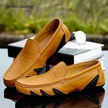 Golden Sapling/Модни Лоферы за Партита, Мъжки Ежедневни Бизнес обувки, Офис Обувки На Равна Подметка, на Модела Лоферы За Почивка, Мъжки Мокасини От Естествена Кожа