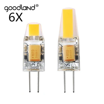 Goodland Mini G4 LED лампа от 3 W 6 W AC/DC 12V, с регулируема яркост, COB LED крушка G4, 360 ъгъл на лъча, за Подмяна на халогенни лампи, полилеи