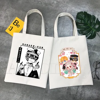 Hanako Kun Корея чанта за пазаруване Ulzzang, холщовая чанта с принтом, чанти-тоут, дамска чанта, чанта през рамо, в стил харадзюку