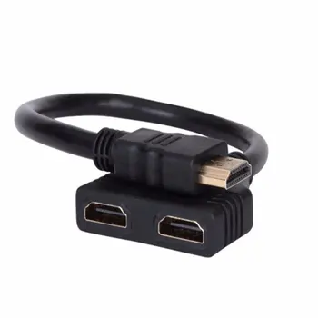 HDMI-съвместим 2 Двоен Y-образна Ивица на 1080P HDMI-съвместим порт От мъже 2 жени 1 В Сплитер 2 Изхода Практичен Кабел Конвертор