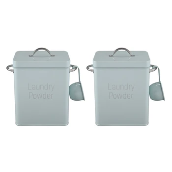 HLZS-2X 5L красиви кутии за съхранение прах за пране с лъжичка зелен цвят