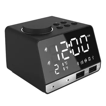K11 Alarm Clock Високоговорител За Зареждане На Мобилен Телефон, Led Огледало За Грим Смарт Радио Будилник Мини Говорител