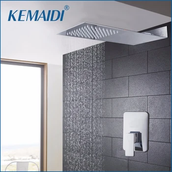 KEMAIDI вана, система на дъждовен душ, Луксозна стенни квадратна накрайник за душ, месинг смесител за душ с водопад, определени