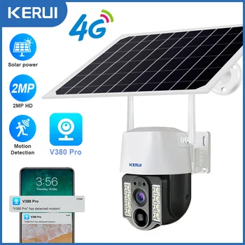 KERUI 1080P 4G WiFi Камера на Слънчеви панели, Външна Водоустойчива Камера за видео наблюдение с Откриването на Движението на Слънчевата PTZ Камера за Защита Сигурността на