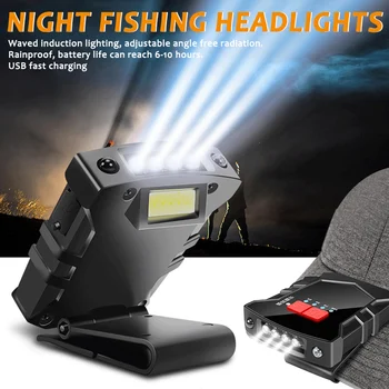 Led главоболие лампа с клипсой, водоустойчив за каране на велосипеди, нощен риболов, фенерче, налобный фенер, мощна акумулаторна нова