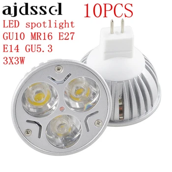 Led прожектор Led лампа с Висока мощност E27 GU10 E14 GU53 С регулируема яркост 3X3 Watt Led Лампа MR16 AC & DC 12V, С регулируема яркост AC110V 220V
