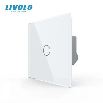 Livolo от луксозен бял кристал, стенен прекъсвач, сензорен прекъсвач, обикновен 1-позиционен ключ, VL-C701-11/12/13/15