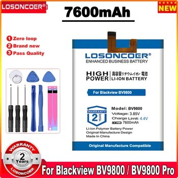 LOSONCOER Нов списък батерии 7600mAh DK014 За Blackview BV9800/BV9800 Pro Батерия За Blackview DK014 Батерия