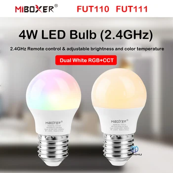 Miboxer FUT110 FUT111 4 W Двойна бяла RGB + CCT led крушка E27/26/22 2.4 G RF дистанционно управление Smart 16 милиона цвята по избор