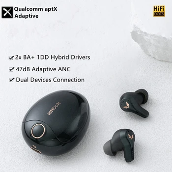 Mifo HiFiDots Настоящите Безжични Слушалки 2BA + 1D Хибридни Слушалки с драйвери 47 db Адаптивни Слушалки ANC Aptx-свързване на 2 устройства без загуба
