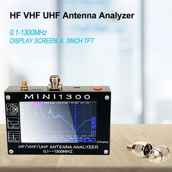 MINI1300 5V/1.5 A Анализатор антена HF VHF UHF 0,1-1300 Mhz Брояч на Честотата на КСВ Метър 0,1-1999 с докосване на екрана 4.3 
