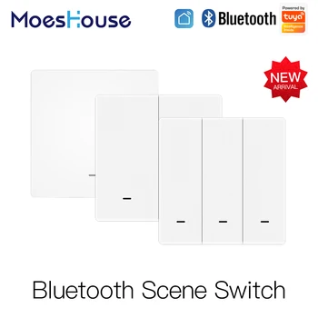MoesHouse Sasha Bluetooth Мрежа Безжичен ключ сцена, бутон предавател, захранван с батерии, сценарий за смарт устройства с Google