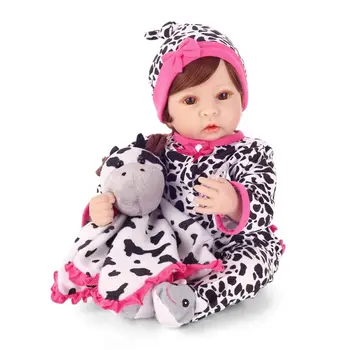 npk силиконови подмладена реалистични играчките на децата brinquedos играчки за черно-бели дрехи за момичета с Крави, плюшен играчка 55 см 22 инча колекция npk