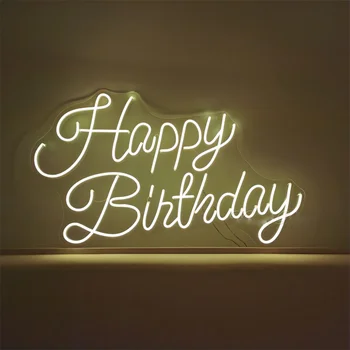 OHANEONK Обичай неонова лампа с надпис Happy Birthday, лампа за парти, монтиран на стената дизайн с букви, домашен бар, led лампа, персонализирани