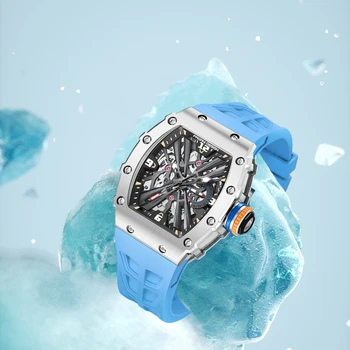 PAGANI DESIGN PD1738 Кварцов часовник с виртуален скелет VH65, сапфирен кристал, луксозни каучук каишка, водоустойчив ръчен часовник, подарък за мъже