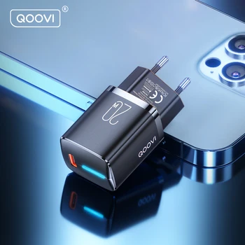 QOOVI GaN 20 W Зарядно Устройство, Usb Type C Мини Quick Charge Стенен Адаптер, Зарядно Устройство За Бързо Зареждане на iPhone 14 13 Pro Max 11 X 8 Plus iPad