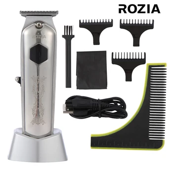 ROZIA USB акумулаторна машинка за подстригване на коса фризьорски салон LCD машина за подстригване на коса, тример за оформяне на брада за мъже, инструментът за оформяне на косата