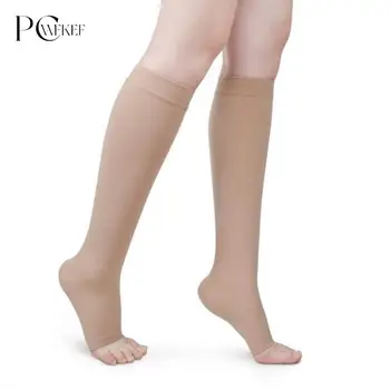 S-XL Ластични чорапи до коляното с отворени пръсти, компресия чорапи до прасците, за лечение на разширени вени, даващ форма чулкам с градуированным налягане