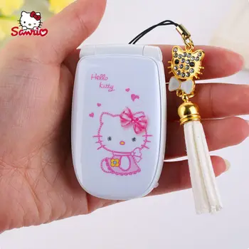 Sanrio Hello Kitty, супер малка мини детски мобилен телефон, студентски флип, индивидуалност, сладък cartoony позиционирующий мобилен телефон