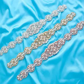 SESTHFAR Сребристо-златна планински кристал сватбен колан сватбена апликация розово злато направи си САМ шият желязо на сватбена рокля