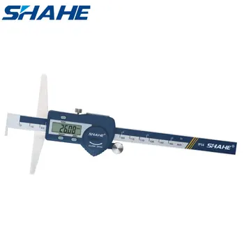 SHAHE 0-150/200/300 мм с една кука Цифров дълбочина Цифров штангенциркуль Електронен штангенциркуль от неръждаема стомана