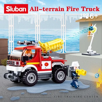 Sluban Градивен елемент Играчки за Управление на огъня B0965 Вездеходная Пожарната 192 бр. Тухли Военни са Съвместими С Водещи Марки