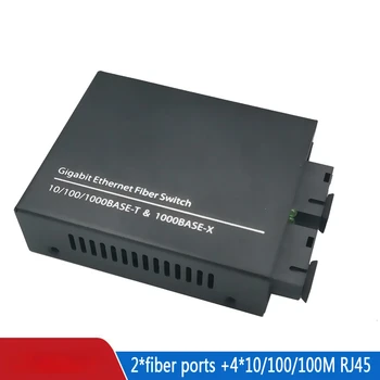 SM Gigabit 2 оптични Влакна, 4 Порта, RJ-45 SC 10 M/100 M/1000 M Poe Медии Ethernet Комутатор 20 км Ethernet мини Конвертор, оптичен режим на Pcba