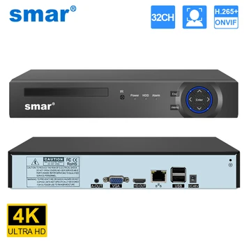 Smartdo 32CH 4K 8MP видео Рекордер Сигурност H. 265 ВИДЕОНАБЛЮДЕНИЕ NVR Аудио Запис Поддръжка на Разпознаване на Лица ONVIF За 8MP 5-МЕГАПИКСЕЛОВА IP Камера XMEYE