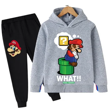 Super Mario bros Boy Kawaii, детски модни дрехи за момчета, есен костюми за малките момичета, детски блузи, ежедневни спортни костюми за деца
