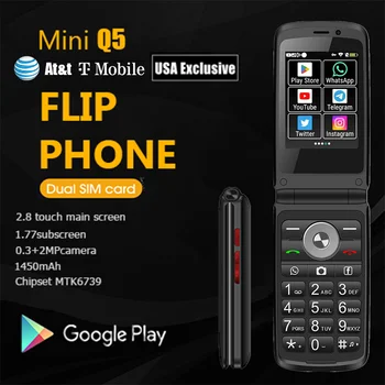 TIQ Регион на САЩ 4G Smart Flip T Мобилен Телефон At & t Телефон Google Play за Android MTK6739 за Въвеждане на клавиши Многоезичен смартфон