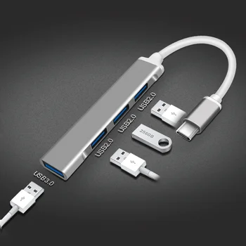 USB C HUB 3,0 Тип C 3,1 4 Порта Мультиразветвитель OTG Адаптер За Xiaomi/Lenovo/Macbook Pro 13 15 Air Pro PC Компютърни Аксесоари
