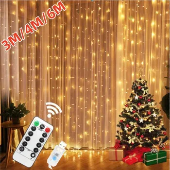 USB led страхотна кабел Завеса Светлини на гирлянда Декорация за празничната партита, Сватба, рожден Ден, Коледни светлини Спалня домашна лампа-венец