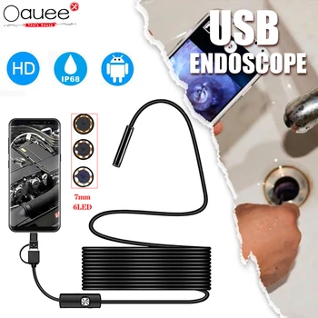 USB ендоскоп Android камерата на ендоскоп е Водоустойчив на инспекцията бороскоп Гъвкава камера 5,5 мм, 7 мм, за PC Android лаптоп 6LED