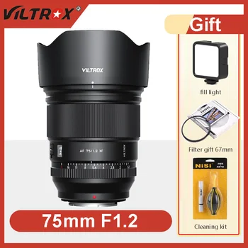 VILTROX 75 мм F1.2 Обектив Fuji X с автоматично Фокусиране Портретен обектив с Голяма Бленда, APS-C за фотоапарати Fujifilm XF Fuji XF/Sony E/Nikon Z