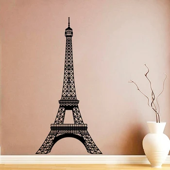 Vinyl стикер с Айфеловата кула, френският интериорен дизайн, декорация на Париж, обиколка на стикер на стената в стил Эйфеля, декор за хола A751