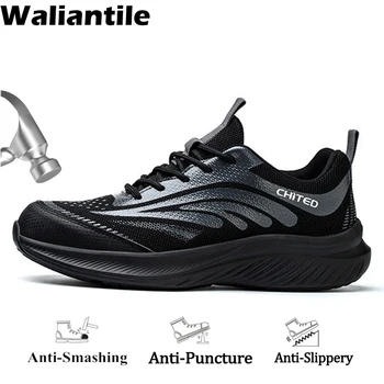 Waliantile/ нова работа защитни обувки, мъжки нескользящие работни ботуши със стоманени пръсти, дишащи неразрушаемые защитни обувки
