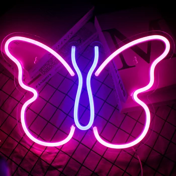 Wanxing led неонова реклама пеперуда Дизайн Акрилна неонова лампа с Usb ключ за Неон монтиран на стената лампа, Арт спалня Кавайный декор на стая