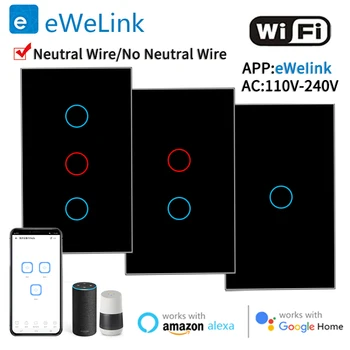 Wifi Smart Switch Bluetooth RF приложение eWeLink Алекса Google гласово управление на Неутрален проводник / без неутрален проводник Инсталирате докосване на ключа на светлината