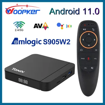 Woopker Tanix W2 Amlogic S905W2 Smart TV Box Android 11 2,4 G 5G Двойна Wifi Bluetooth Google Voice Телеприставка AV1 4K мултимедиен плейър