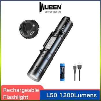 WUBEN L50 USB Акумулаторна батерия led Фенерче сверхяркий 1200 лумена, 5 Режима на осветление С батерия 18650, Преносим Фенер Troch