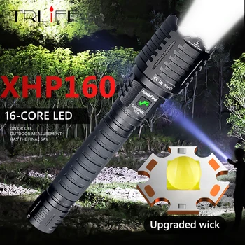 XHP160 Мощен фенер 16-ядрени ярък фенер с възможност за мащабиране 10000 ма 26650 Къмпинг USB акумулаторна тактически ловен фенер