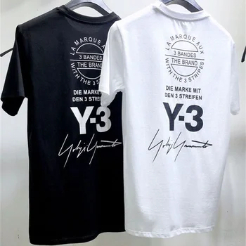 Y-3 Yohji Yamamoto, лятна новост, мъжки и дамски тениски с писмото принтом година 3, през цялата деколте, модерна тениска за почивка с къс ръкав